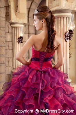 Strapless Two-toned Organza Quinceanera Dress Ruffled