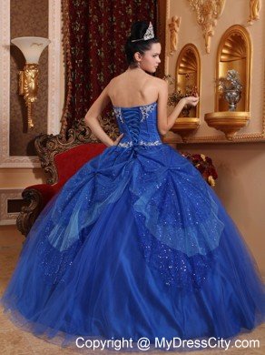 Sweetheart Floor-length Tulle Quinceanera Dress Appliqued