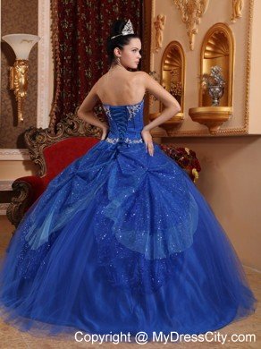 Sweetheart Floor-length Tulle Quinceanera Dress Appliqued