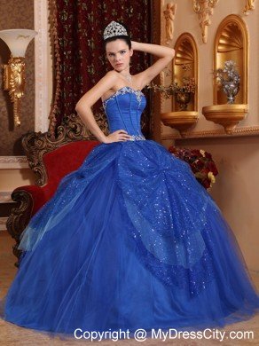 Sweetheart Floor-length Tulle Quinceanera Dress Appliqued