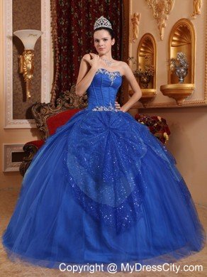 Sweetheart Floor-length Tulle Quinceanera Dress Appliqued