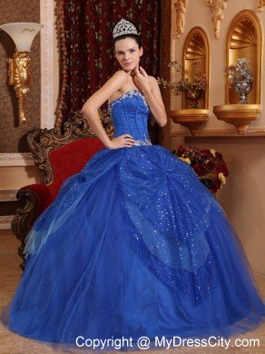 Sweetheart Floor-length Tulle Quinceanera Dress Appliqued