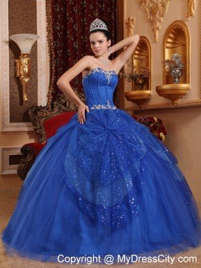 Sweetheart Floor-length Tulle Quinceanera Dress Appliqued