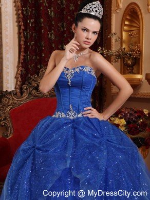 Sweetheart Floor-length Tulle Quinceanera Dress Appliqued