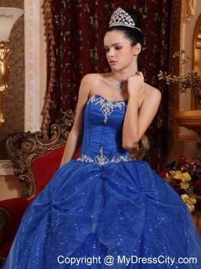 Sweetheart Floor-length Tulle Quinceanera Dress Appliqued