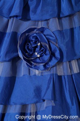 Blue Embroidery Taffeta Quinceanera Dress for Girls