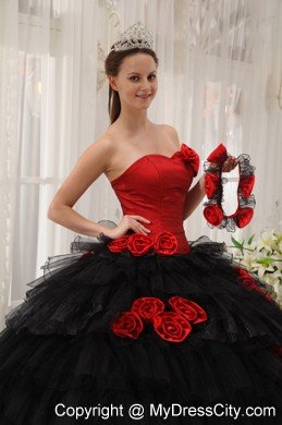 Red and Black Halter Top Ruffled Dress for Quince