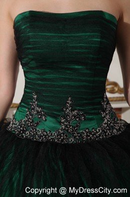 Hunter Green Strapless Quinceanera Dress with Appliques