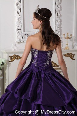 Purple Strapless Taffeta Sweet 15 Dresses for Girls