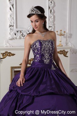 Purple Strapless Taffeta Sweet 15 Dresses for Girls