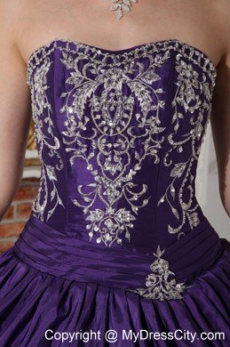 Purple Strapless Taffeta Sweet 15 Dresses for Girls