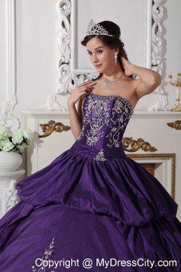 Purple Strapless Taffeta Sweet 15 Dresses for Girls