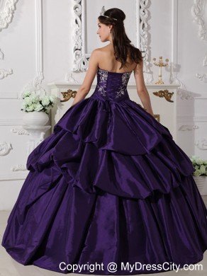 Purple Strapless Taffeta Sweet 15 Dresses for Girls