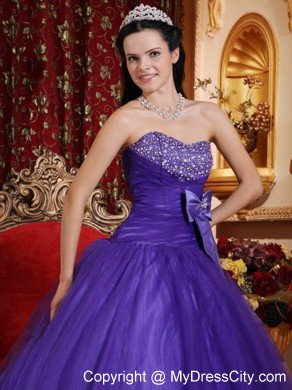 Sweetheart Beaded Sweet 16 Dresses with Bowknot