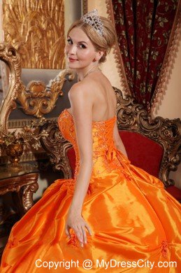 2013 Orange Red Strapless Beading Quinceanera Dress