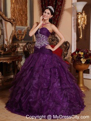 Bright A-line Sweetheart Organza Beading Dress for Sweet 15