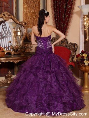 Bright A-line Sweetheart Organza Beading Dress for Sweet 15