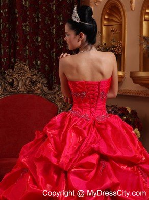 Spectecular Taffeta Beading Quinceanera Dress in Red under 200