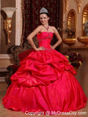 Spectecular Taffeta Beading Quinceanera Dress in Red under 200