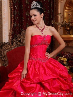 Spectecular Taffeta Beading Quinceanera Dress in Red under 200