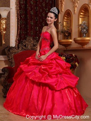 Spectecular Taffeta Beading Quinceanera Dress in Red under 200