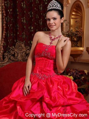 Spectecular Taffeta Beading Quinceanera Dress in Red under 200