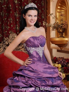 Discount Taffeta Appliques Sweet sixteen dresses with Pick-ups