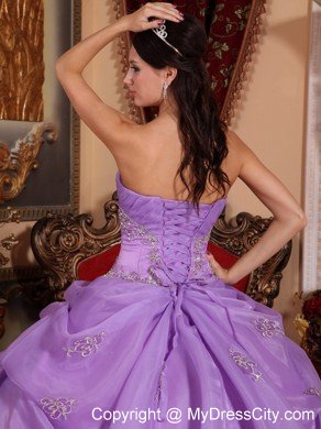 Organza Beading and Pick-ups Quinceanera Dress in Lavender Color