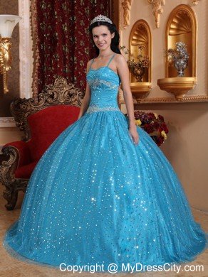 Spaghetti Straps Sequined Beading Quinceanera Dress under 200