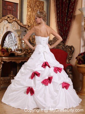 A-line Sweetheart Taffeta Beading and Bowknots Quinceanera Dress