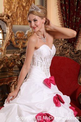 A-line Sweetheart Taffeta Beading and Bowknots Quinceanera Dress