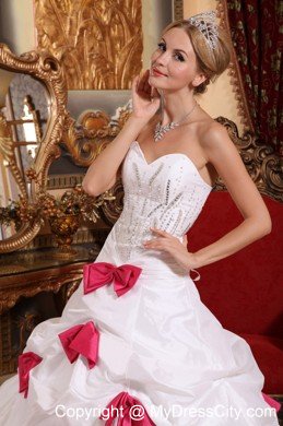 A-line Sweetheart Taffeta Beading and Bowknots Quinceanera Dress