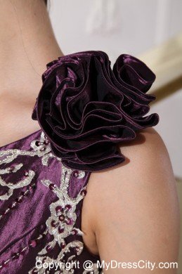 Flowered One Shoulder Appliques and Pick-ups Quinceanera Dress