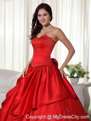 Gorgeous Sweetheart Embroidery Quinceanera Dress in Red Color