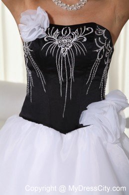 White Strapless Organza Embroidery Quinceanera Dress under 200