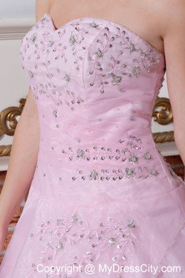 Sweety Baby Pink Sweetheart Organza Embroidery Quinceanera Dress