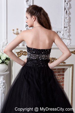 Black A-line Sweetheart Quinceanera Dress with Hand Made Flowers