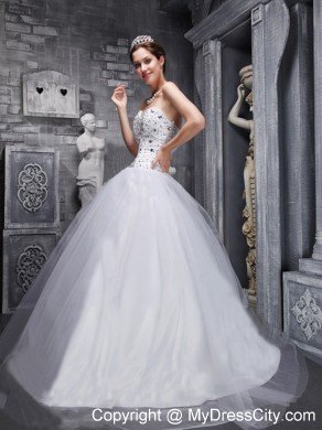 Lovely A-Line Taffeta and Tulle Beading Sweet Sixteen Dress