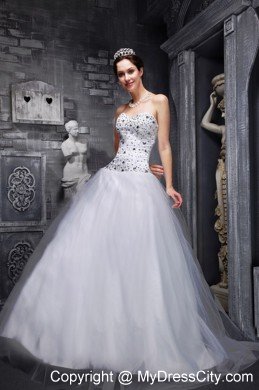 Lovely A-Line Taffeta and Tulle Beading Sweet Sixteen Dress