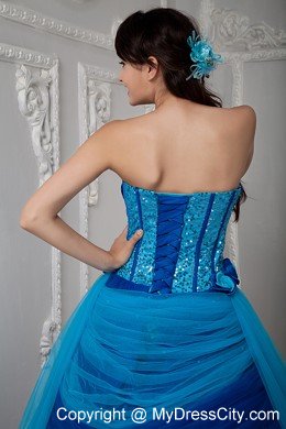 Special Two-toned Blue Sweetheart Tulle Ruched Quinceanera Dress