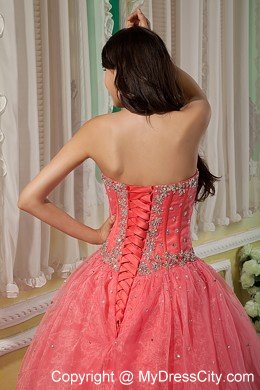 Watermelon Sweetheart Beaded Organza Quinceanera Dress in 2013