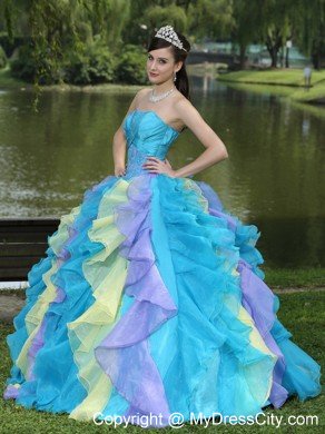 Sweet Ruffles Layered Colorful Quinceanera Dress under 250