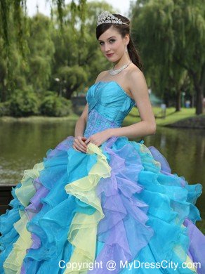 Sweet Ruffles Layered Colorful Quinceanera Dress under 250