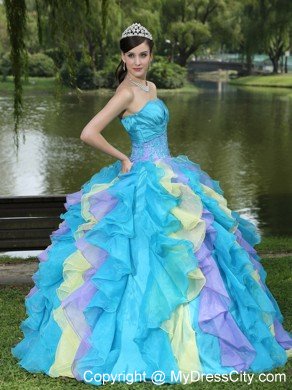 Sweet Ruffles Layered Colorful Quinceanera Dress under 250