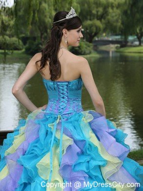 Sweet Ruffles Layered Colorful Quinceanera Dress under 250