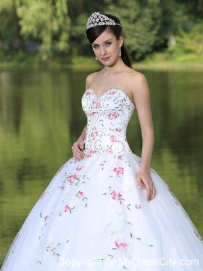 Sweetheart Organza Sweet 16 Dress with Embroidery Decorated