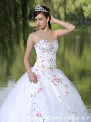 Sweetheart Organza Sweet 16 Dress with Embroidery Decorated