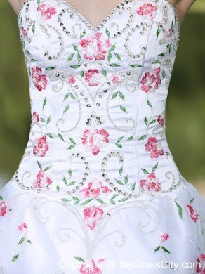 Sweetheart Organza Sweet 16 Dress with Embroidery Decorated