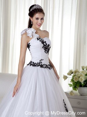 One Shoulder Taffeta and Organza Embroidery Quinceanera Dress