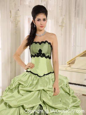 Yellow Green and Black Quinceanera Dress with Appliques